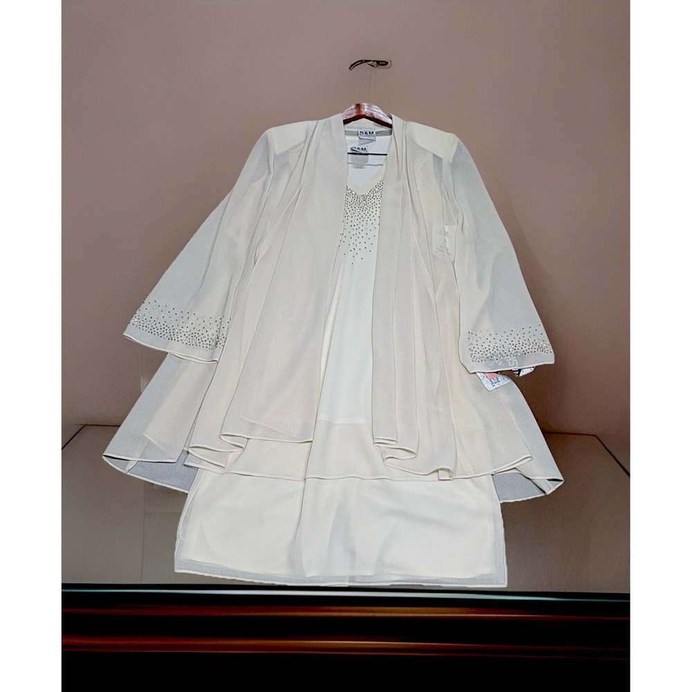 VTG R&M Richards Size 10 Mother of the Bride Groom Dress Embellished Bone Color‎